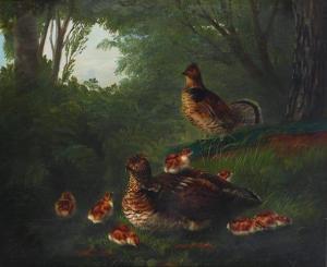 HAYS William Jacob 1830-1875,Ruffed Grouse Family,1860,Copley US 2021-07-10