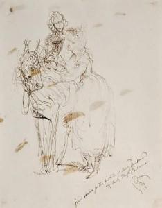 HAYTER George 1792-1871,Lady Dundonald et sa fille sur un âne,Aguttes FR 2009-04-25