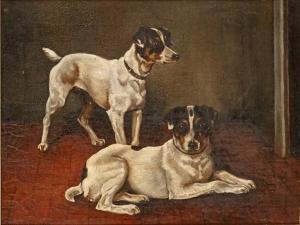 HAYWARD Frank Harold 1867-1945,Pair of Fox Terriers,1898,Webb's NZ 2020-09-20