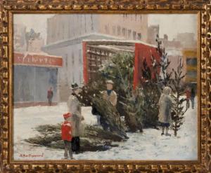 HAYWARD Peter 1905-1993,Picking out the Christmas tree, likely New York,Eldred's US 2021-12-02