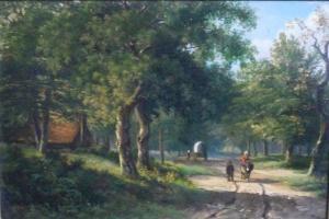 HAZEU Arend Cornelis 1826-1888,Figures Traveling on a Forest Road,William Doyle US 2010-09-15