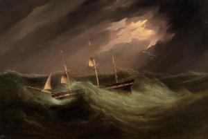 HEARD Joseph 1799-1859,Three masted packet ship in a stormy sea,Bonhams GB 2021-04-21