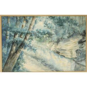 HEATH Ella 1900-1900,River landscape in blue.,1919,Ripley Auctions US 2011-05-14