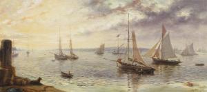 HEATH Henry Charles 1829-1898,Fishing smacks off Harwich Pier,1875,Woolley & Wallis GB 2012-09-19