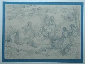 HEBERT Jules 1812-1897,Lot de deux dessins: Sainte Famille près d'un ruis,Galerie Koller 2006-12-01