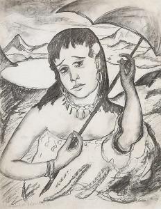 HECKENDORF Franz 1888-1962,Traurige junge Frau mit Sonnenschirm,1916,Winterberg Arno DE 2023-10-21