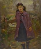 HEDLEY Ralph 1851-1913,Girl in a Purple Cape by a Field Gate,David Duggleby Limited GB 2018-09-14