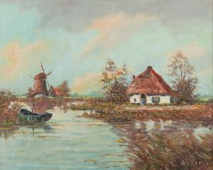 Heemstra 1900-1900,Kanallandschaft mit Mühle und Bauernhof,Leo Spik DE 2017-06-29