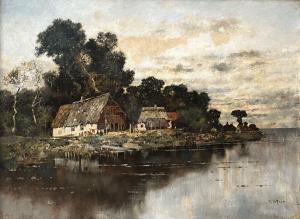 HEFFNER Karl 1849-1925,Paysage lacustre,Marambat-Camper FR 2023-10-18