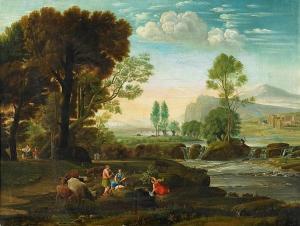 HEIDER A.F 1800,Italianisierende ideale Flusslandschaft,1845,Van Ham DE 2014-05-16