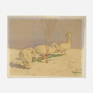 HEIL Charles Emile 1870-1953,Swans in April Snow,Rago Arts and Auction Center US 2020-09-24