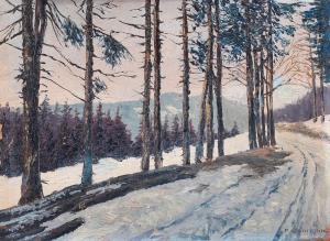HEILMANN Karl 1881-1935,Snowy forest path,Kaupp DE 2020-11-21