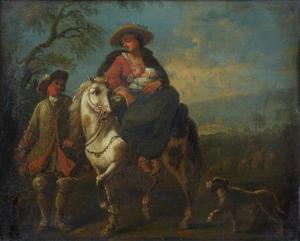 HEIMLICH JOHANN DANIEL 1740-1796,Jeune mère et son enfant à cheval sur un chemin de,Tajan 2010-03-24