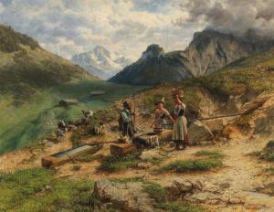 HEINE Johann Adalbert,A Cheerful Conversation in an Alpine Pasture,Palais Dorotheum 2021-09-15