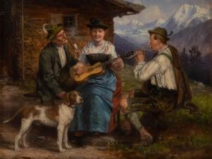 HEINE Johann Adalbert 1850-1905,Family music on a hill farm,Hargesheimer Kunstauktionen 2021-03-13