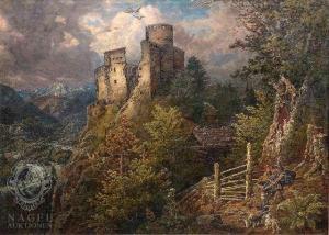 HEINEFETTER Johann Baptist 1815-1902,Castle ruin in Tyrol,Nagel DE 2008-12-03