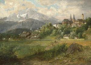 HEINEL Eduard,Sommerliche Landschaft mit Blick auf Berchtesgaden,Galerie Bassenge 2015-11-27