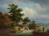 HEINEL Johann Philipp 1800-1843,Bauernpaar mit Rindern am See,1834,Neumeister DE 2011-03-30