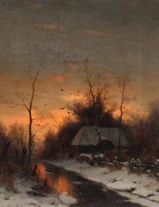 HEINRICH Ede 1819-1885,A winter scenery at sunset,Bruun Rasmussen DK 2021-03-15