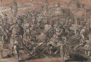 HEINTZ Josef I 1564-1609,Jean de Médicis se défendant contre un groupe armé,Daguerre FR 2024-03-22
