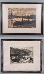 HEINTZ Richard 1871-1929,"Crépuscule à Ougrée" et "La Lesse",Legros BE 2024-01-25