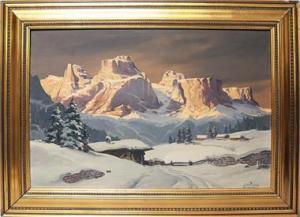 HEINZ Pinggera 1900,Winterliche Berglandschaft, wohl Dolomiten,Reiner Dannenberg DE 2018-12-06