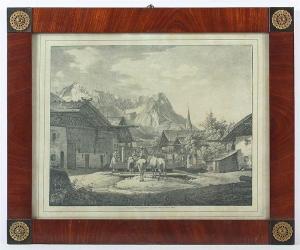 HEINZMANN Carl Friedrich 1795-1846,Dorf in Alpenlandschaft,Von Zengen DE 2016-06-11