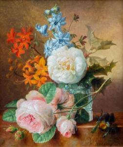 HEKKING Willem 1796-1862,A still life of flowers in a glass on a marble led,Venduehuis NL 2019-11-13