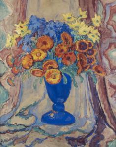 HELBERGER Alfred Hermann 1871-1946,Blumenstilleben mit blauer Vase,Peter Karbstein DE 2023-03-04