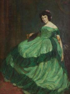 HELDRICH Betty 1869,Lady in a green dress,Hargesheimer Kunstauktionen DE 2020-09-12