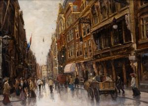 HELFFERICH Fransiscus Willem,A busy day in the Wagenstraat, The Hague,Venduehuis 2023-11-14