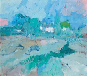HELIKER John Edward 1909-2000,Spring Landscape with White Houses,1966,Bonhams GB 2023-08-23