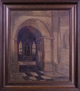 HELINCK Gustave 1884-1954,Intérieur d'église,Monsantic BE 2021-12-05