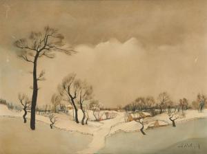 HELINCK Gustave 1884-1954,Paysage hivernal,Horta BE 2013-09-09