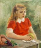 HELIOFF ANNE 1910-2001,GIRL IN RED DRESS WITH GREEN APPLE,William J. Jenack US 2017-05-21