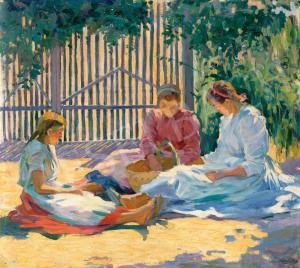 HELLER Ödön 1878-1921,Friends in a Summer Garden,1910,Kieselbach HU 2022-10-14