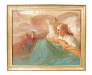 HELLER Andor 1904,woman in bed with two children bedisde,1939,Winter Associates US 2017-05-01