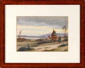 HELLER Eduard 1900-1900,Paysage orientaliste au chameau,Cannes encheres, Appay-Debussy FR 2023-12-15
