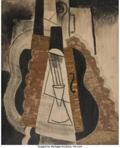 HELLESEN Thorvald 1888-1937,Composition avec guitare,1915,Heritage US 2022-05-19