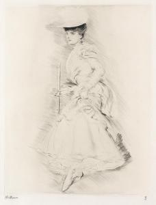 HELLEU Paul Cesar 1859-1927,Femme avec un Bâton de Marche,Swann Galleries US 2015-03-05