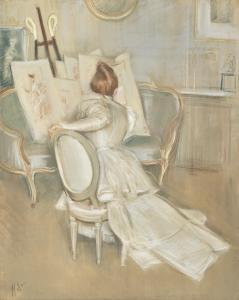 HELLEU Paul Cesar 1859-1927,Jeune femme assise vue de dos,Christie's GB 2024-04-10