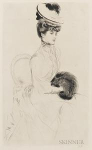 HELLEU Paul Cesar 1859-1927,Madame Anlis avec manchon assise,Skinner US 2018-01-26