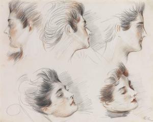 HELLEU Paul Cesar 1859-1927,Madame Clarigny, cinq études de têtes,Christie's GB 2013-05-22