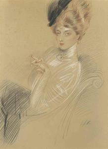 HELLEU Paul Cesar 1859-1927,Portrait de Marthe Letellier au chapeau,1890,Christie's GB 2016-12-13