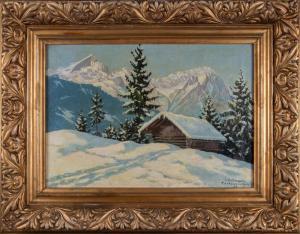 HELLMANN Jakob 1877-1953,Winter im Gebirge bei Partenkirchen,1921,DAWO Auktionen DE 2021-12-11