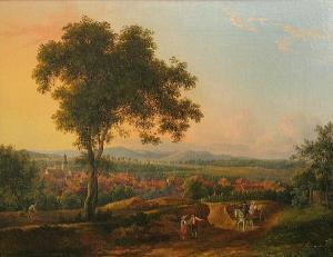 HELMSDORFF Johann Friedrich 1783-1852,An extensive landscape with a view of a townand ,1814,Bonhams 2011-05-23