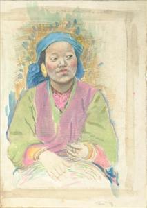 HELPS Francis William,R.B.A. Tibet '24ATibetan PortraitUnframed38cm x 27,Dreweatt-Neate 2008-10-22