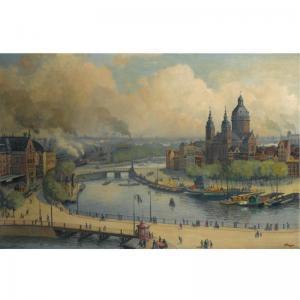 HEMELMAN Albert 1883-1951,A VIEW OF THE CENTRAL STATION AND ST. NICHOLAAS CH,Sotheby's GB 2007-09-04