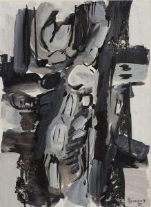 HEMERY Paul 1921-2006,Abstraction en gris et noir,1971,Mercier & Cie FR 2012-05-12