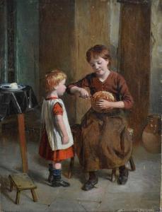 HEMSLEY William 1819-1906,Children sharing bread,Reeman Dansie GB 2024-02-13